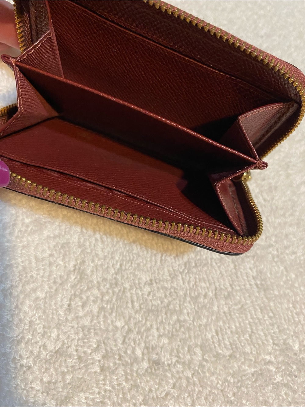 Coach Metallic Wine Zip Card Case Wallet - Picture 7 of 8